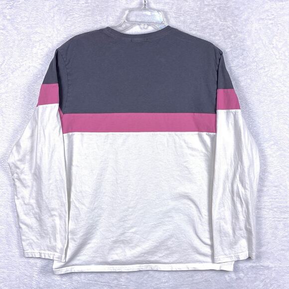 Marine Layer Men’s L/XL Jacob Pieced Crewneck Gray Pink Colorblock Retro Shirt - Picture 3 of 9